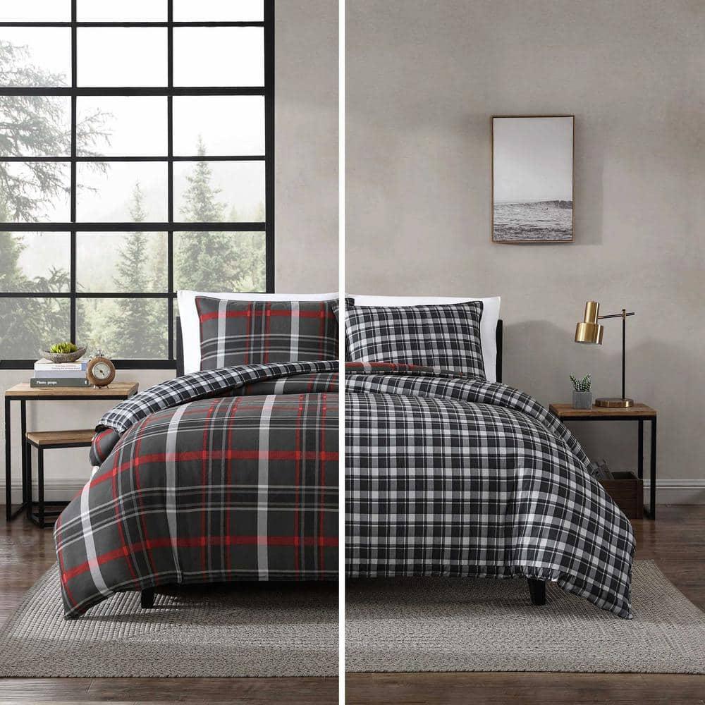 Eddie Bauer Eddie Bauer Willow Plaid Reversible Grey Duvet Cover Set