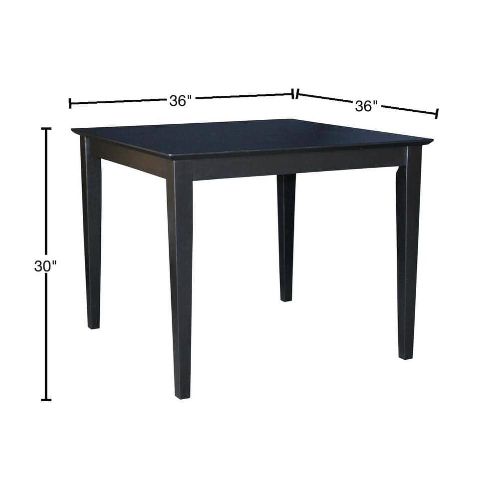International Concepts 36" Square Solid Wood Top Dining Table with Shaker Legs Black: Parawood, Non-Extension, Seats 4