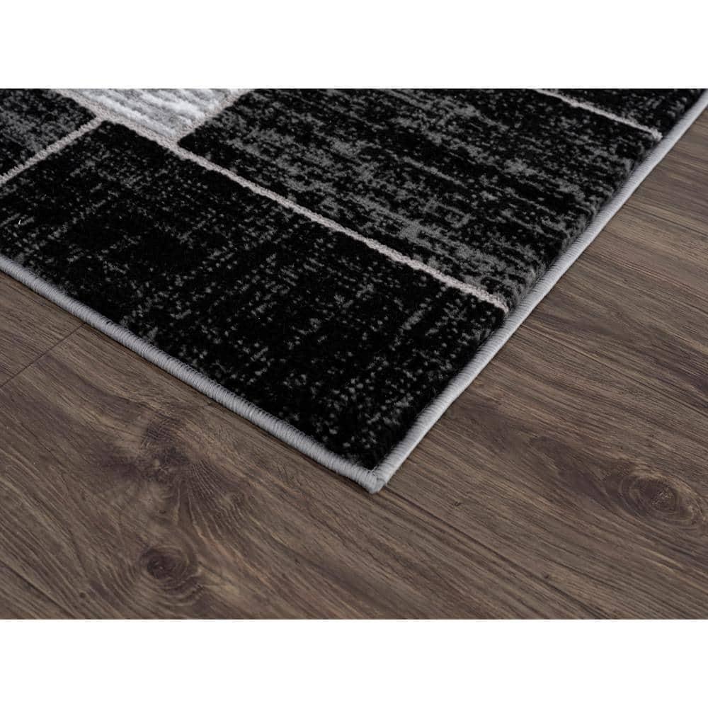 L'Baiet Verena Black Grey Graphic Geometric Color Block Mid-Century Modern Indoor 2' x 3' Area Rug