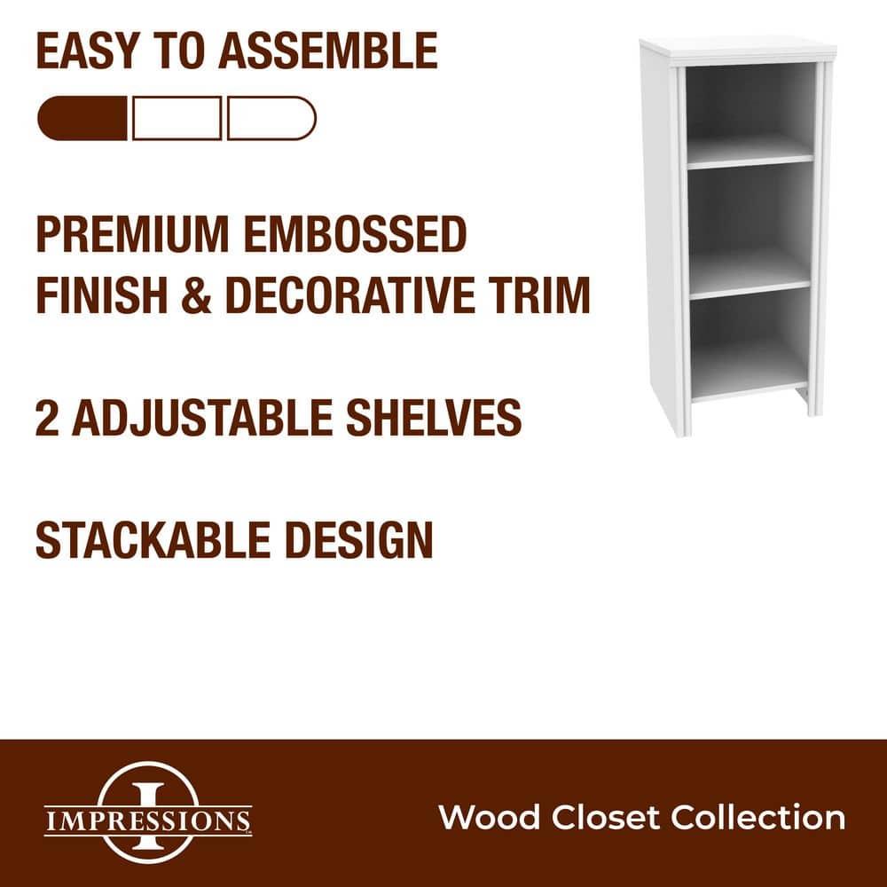 White Laminate Freestanding Walk-In Closet Tower Unit with Shelves