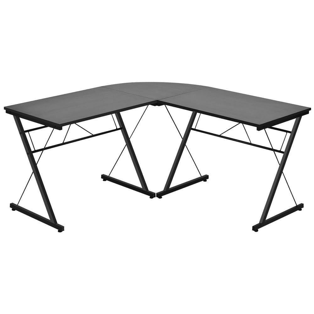 Costway 59'' L-Shaped Computer Table Study Workstation   Home Office Black