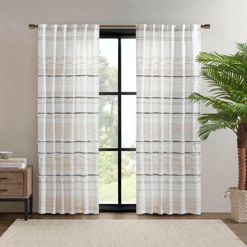INK+IVY Nea 100% Cotton Printed Single Curtain Panel with Tassel Trim and Lining