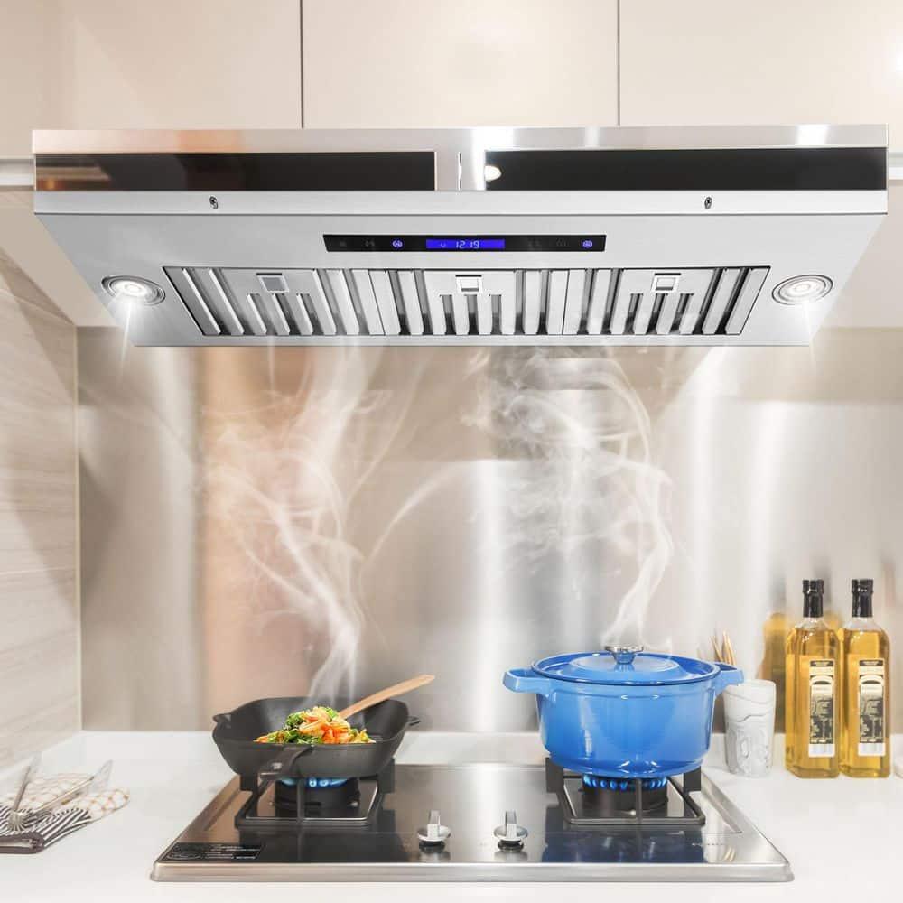 VEVOR 36" 900 CFM 4 Speed Ducted Insert Range Hood with Charcoal Filter and Light