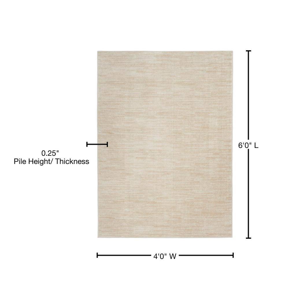Nourison Essentials Easy Care Indoor Outdoor Area Rug - Ivory Beige 4' x 6'