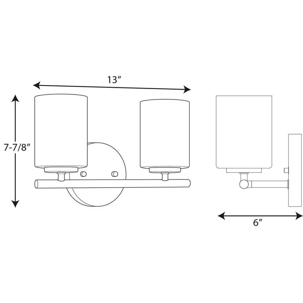 Progress Lighting Replay Collection 2-Light Bath Vanity, Brushed Nickel, Shade Included