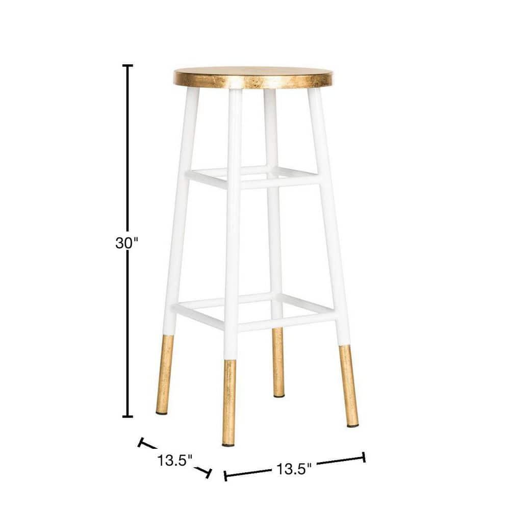 Emery Dipped Gold Leaf Bar Stool - FOX3230 - White/Gold - Safavieh Couture