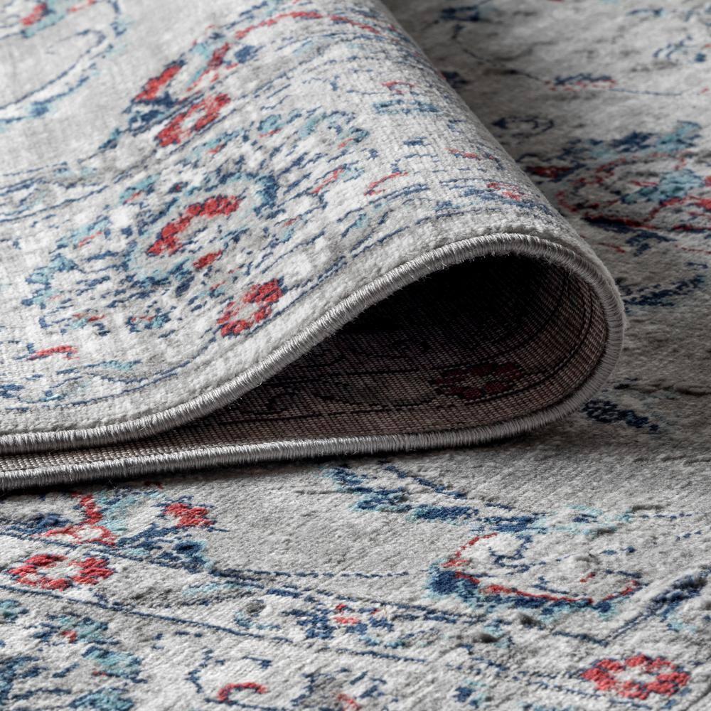 2'x8' Modern Persian Vintage Runner Rug, Light Grey/Red - JONATHAN Y