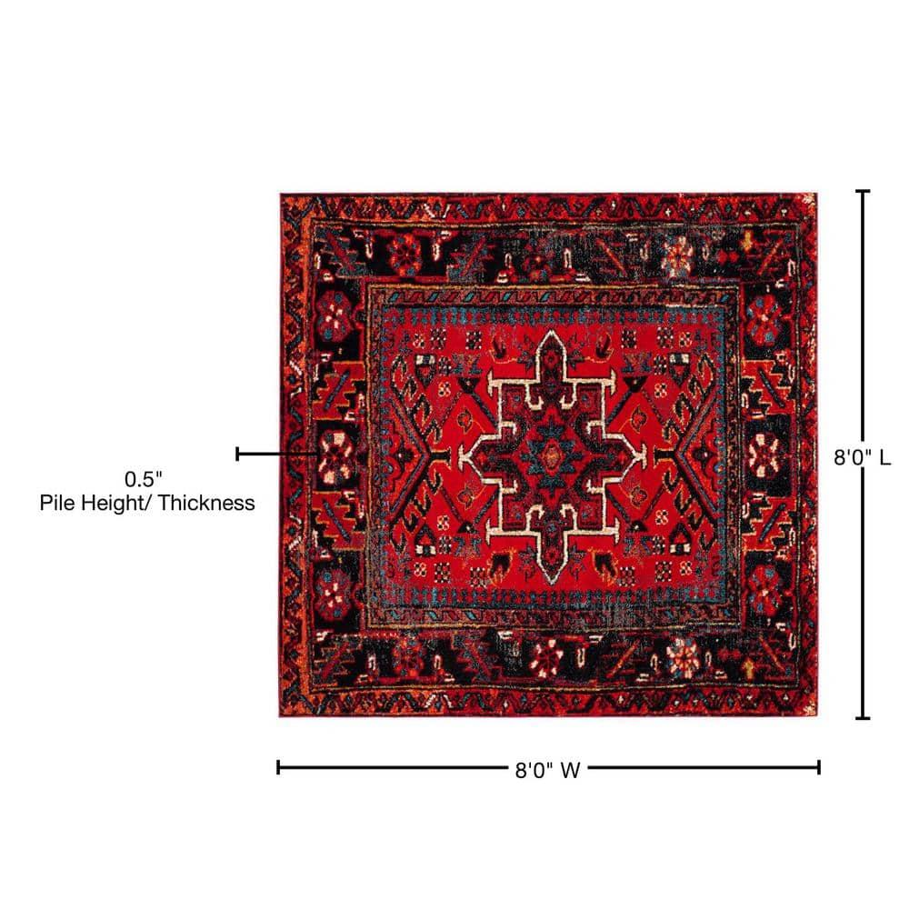 Vintage Hamadan VTH211 Power Loomed Area Rug - Red/Multi - 8'x8' - Safavieh.
