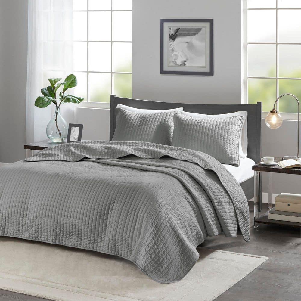 Madison Park Barwick Reversible Solid 3 Piece Quilt Set