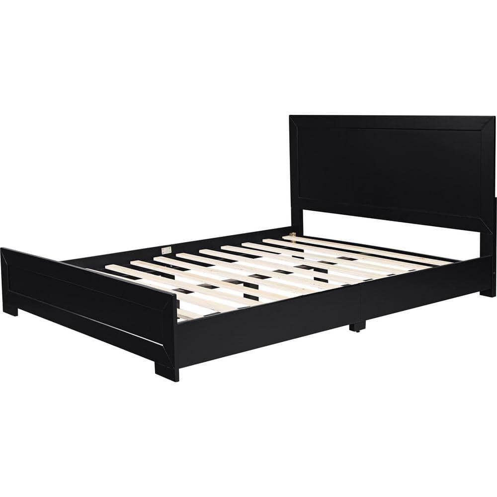Camden Isle Trent Platform Bed | Paneled Headboard and Footboard | Full, Black