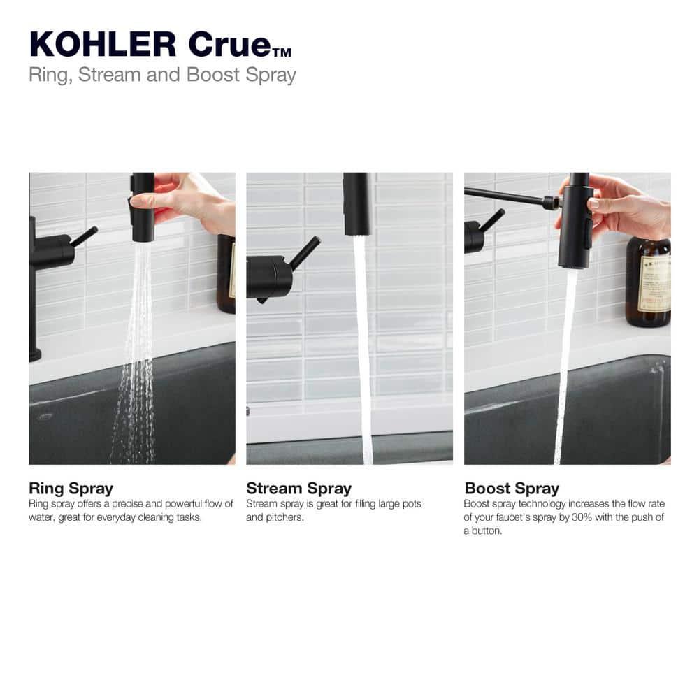 Kohler Crue Single Handle Pull Down Kitchen Faucet with Three-Function Pull Down Sprayer