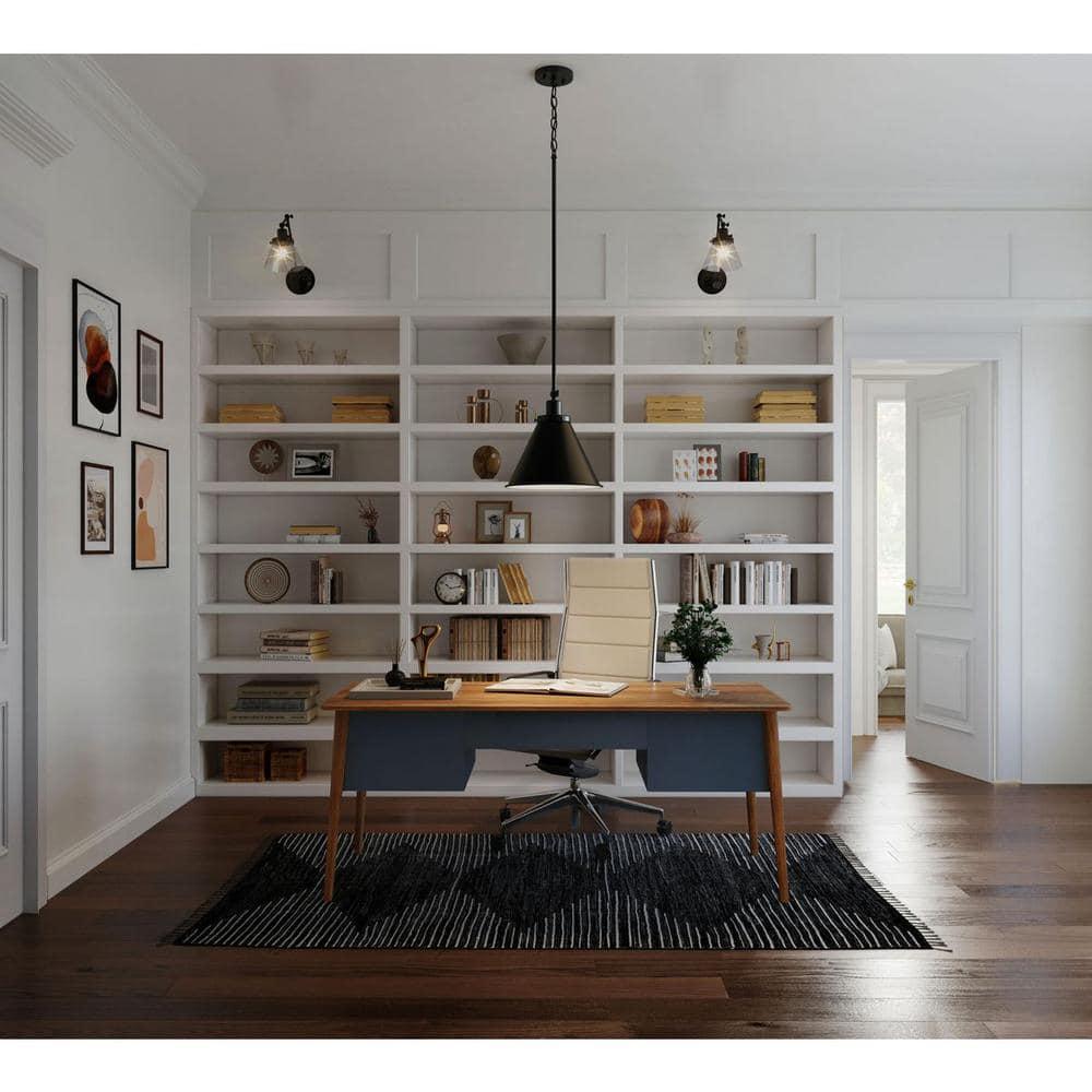 Progress Lighting Hinton 1-Light Pendant, Matte Black, Cone Shade