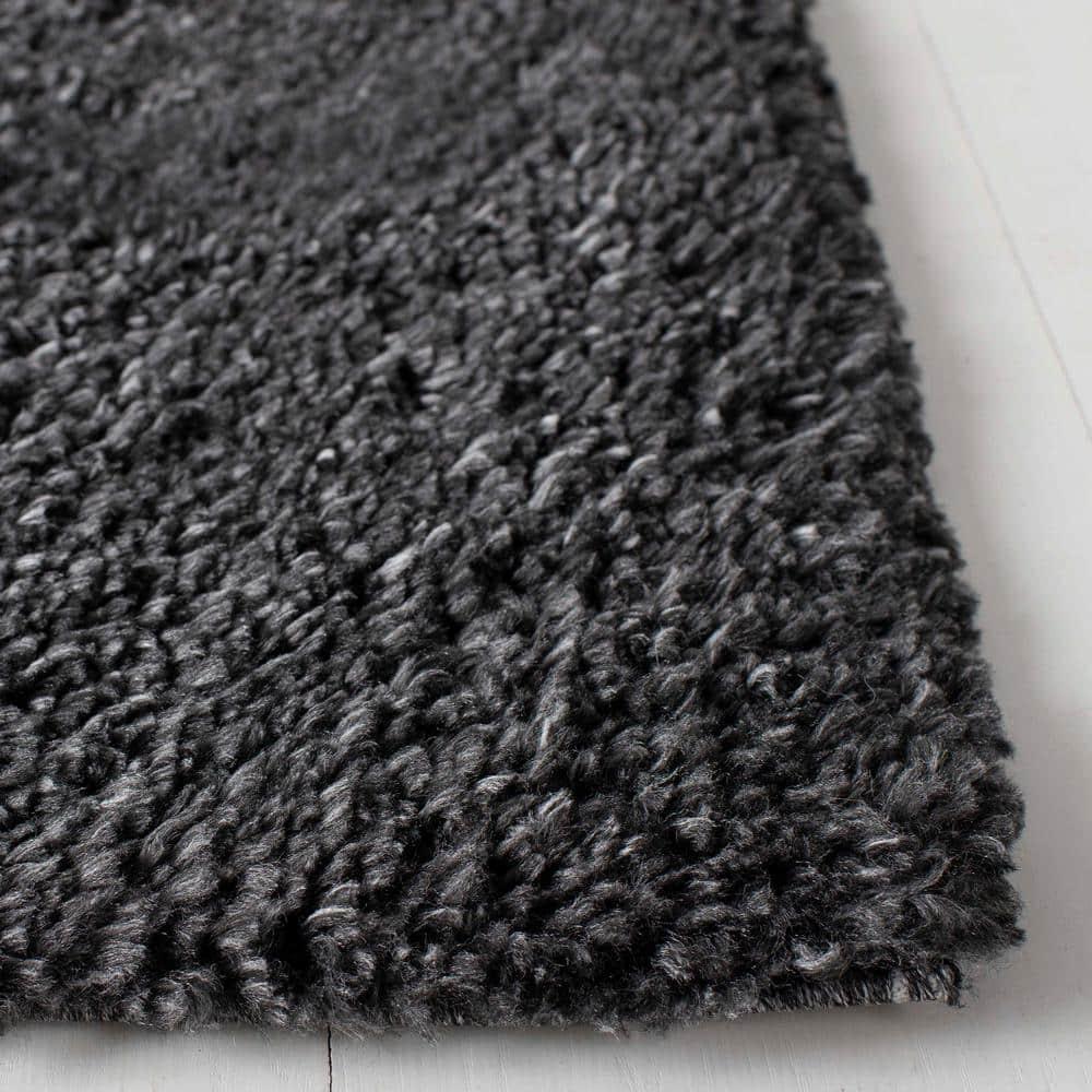 SAFAVIEH August Carlene Solid Plush Shag Area Rug, Charcoal, 9' x 12'