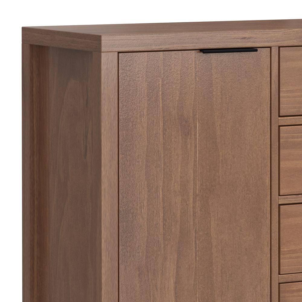 Simpli Home Hollander SOLID WOOD and Pine 54 inch x 18 inch Rectangle Contemporary Sideboard Buffet in Medium Saddle Brown