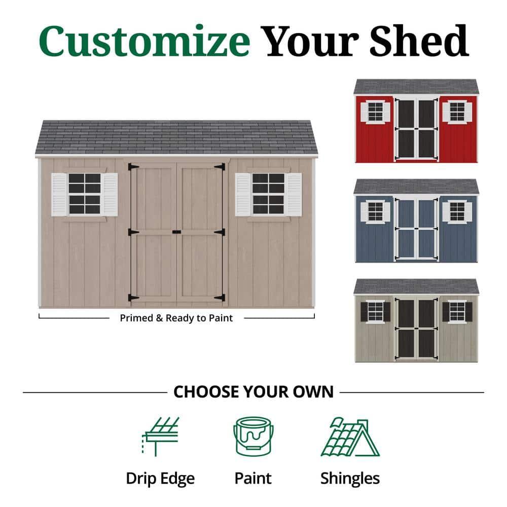 Little Cottage Co. 8x12 Value Workshop Shed with Operable Windows, Outdoor Wood Storage Do-It-Yourself Precut Kit