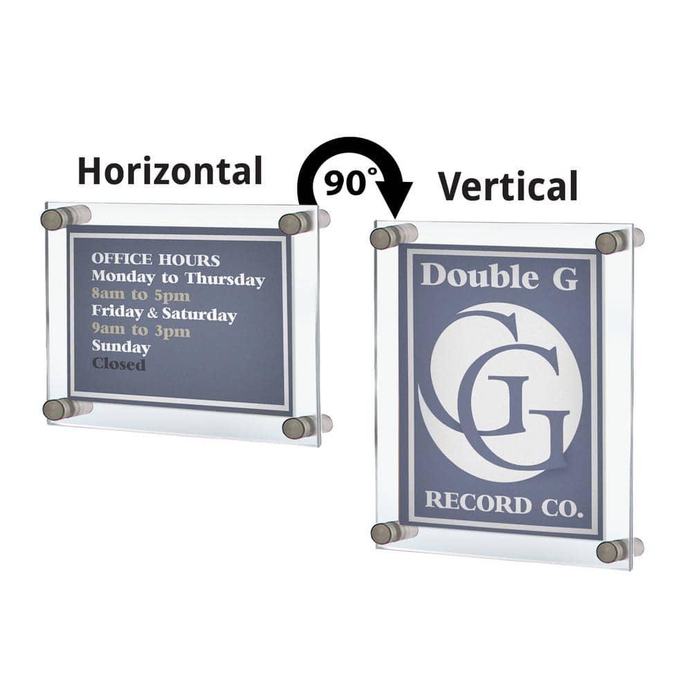 Azar Displays Floating Acrylic Wall Frame with Silver Stand Off Caps: 8.5" x 14" Graphic Size, Overall Frame Size: 12.5" x 18"