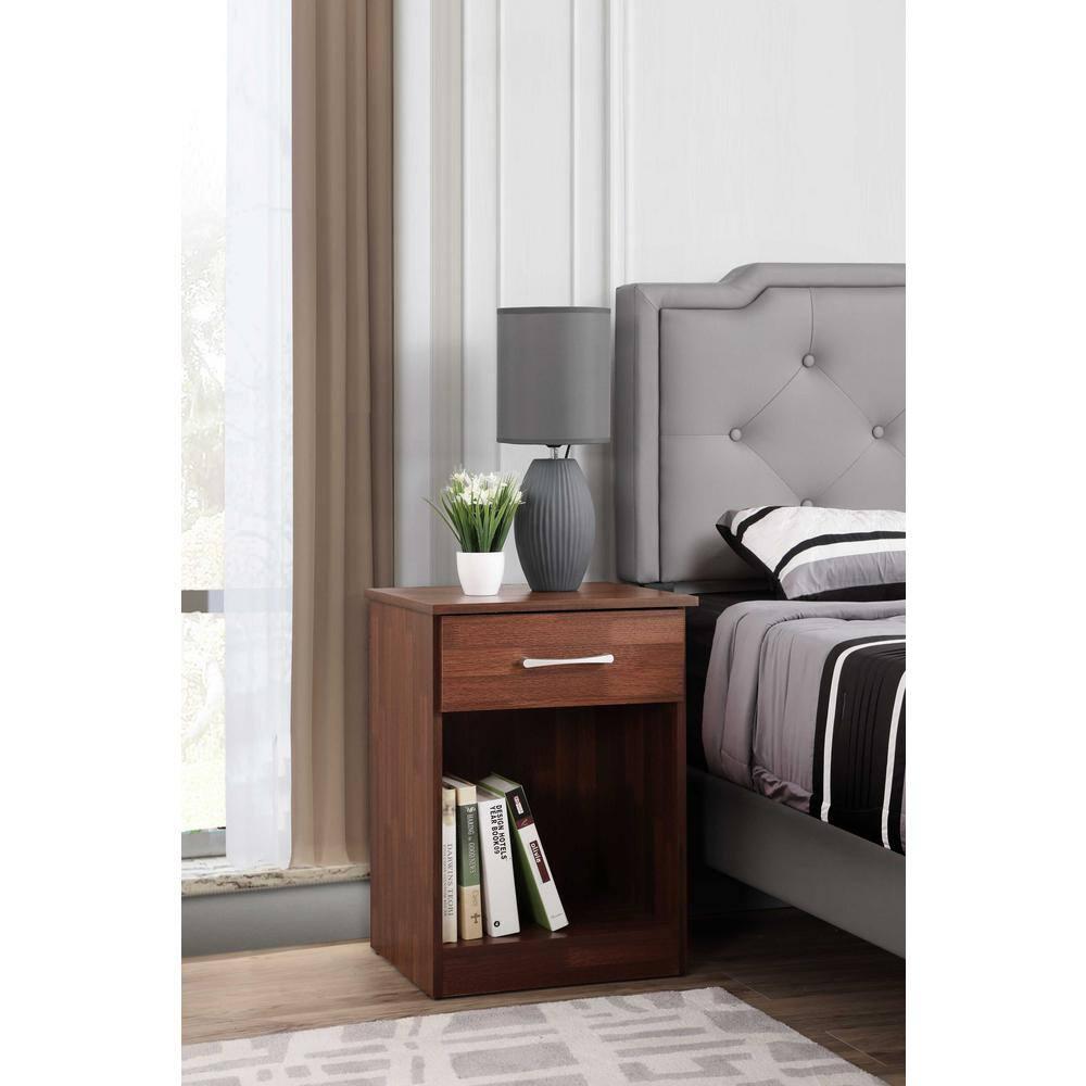 Passion Furniture Lindsey 1-Drawer Cherry Nightstand (24 in. H x 18 in. W x 16 in. D)