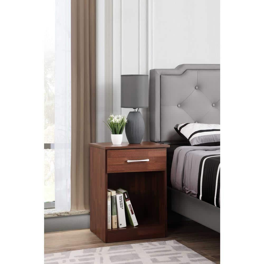 Passion Furniture Lindsey 1-Drawer Cherry Nightstand (24 in. H x 18 in. W x 16 in. D)