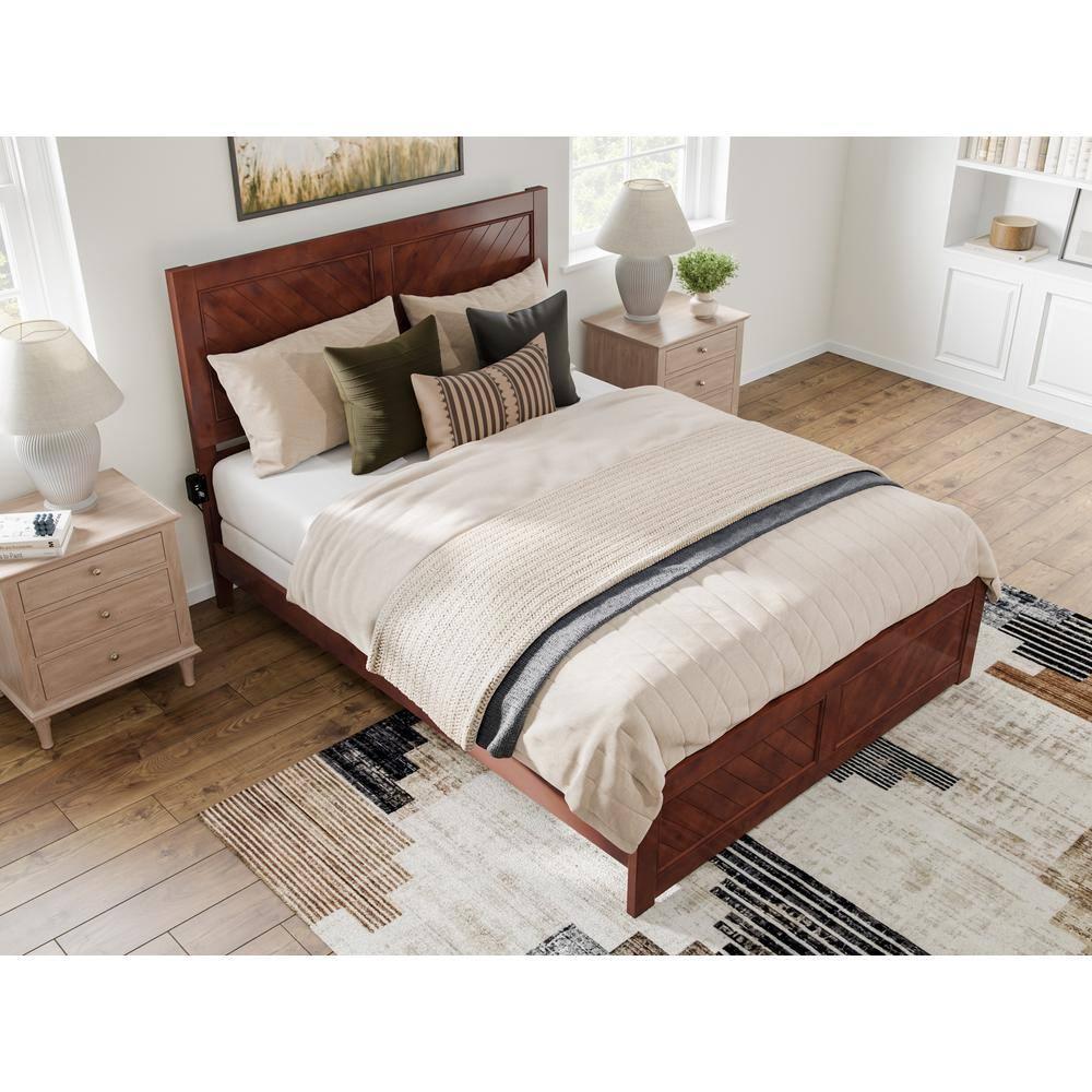 AFI Canyon Walnut Solid Wood Foundation Bed Frame with Matching Footboard, Queen