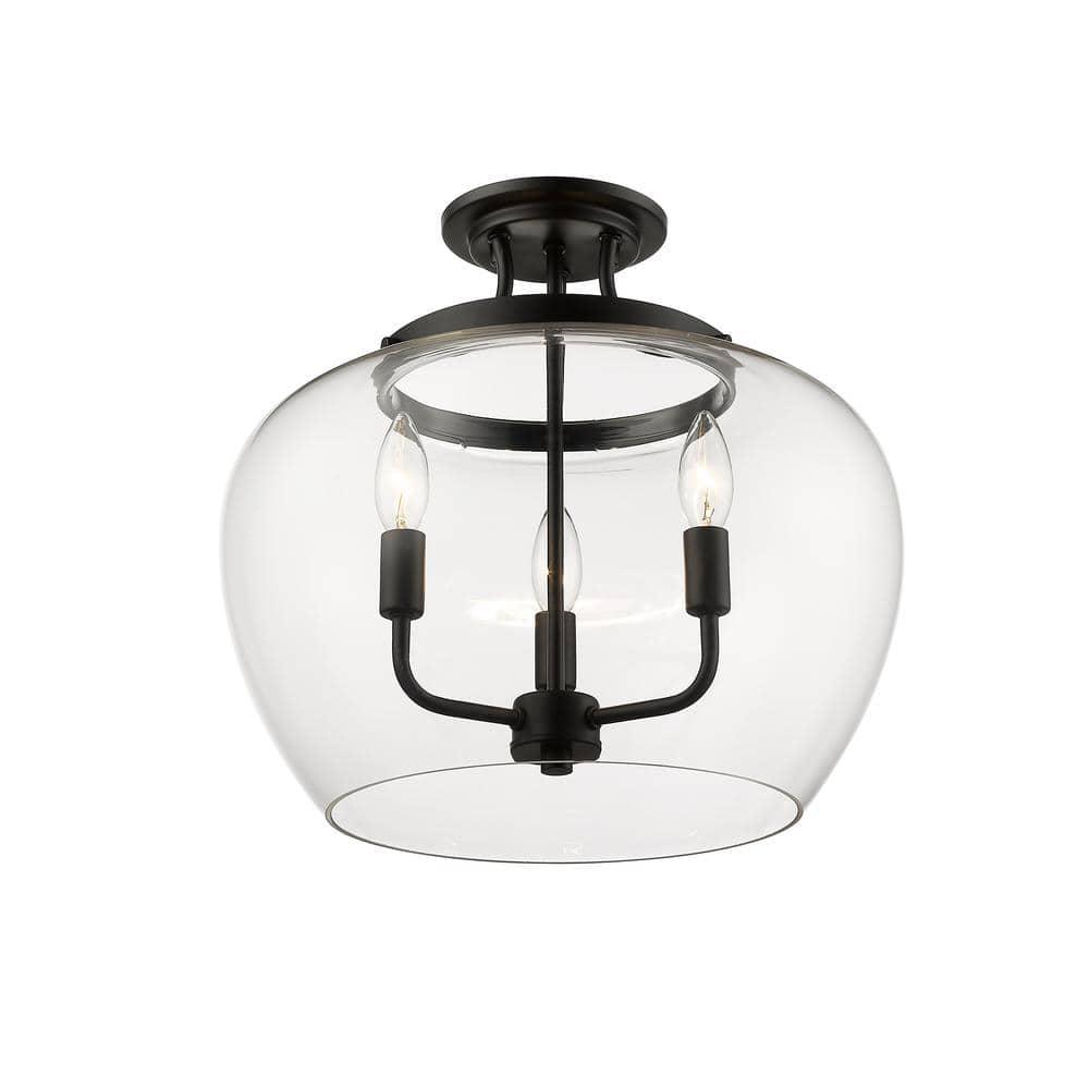 Z-Lite Joliet 3 - Light Semi-Flush Mount in  Matte Black