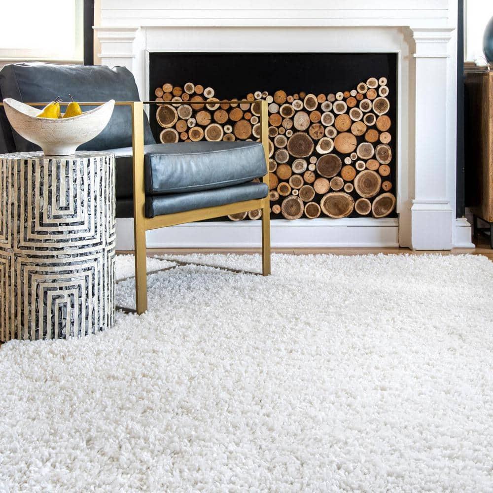 Nuloom Kara Solid 4x6 Shag Indoor Area Rug for Living Room Bedroom Dining Room Nursery, Ivory