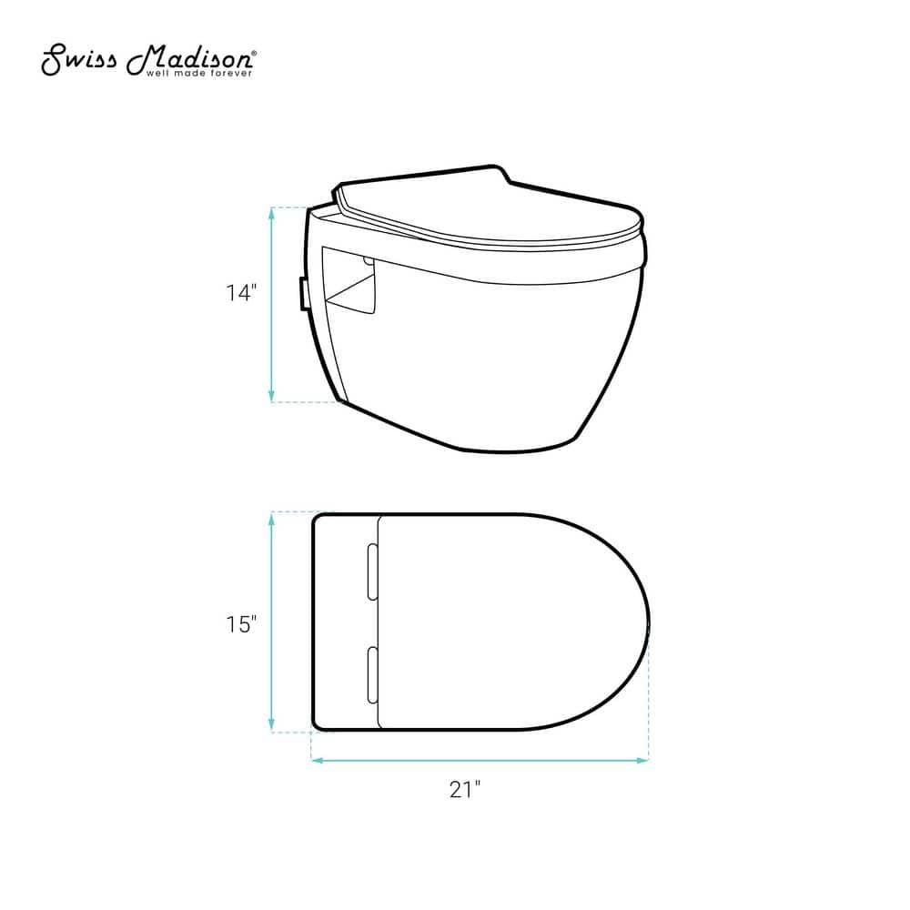 Swiss Madison SM-WT0901GW Ivy Wall-Hung Toilet Bundle 0.8/1.6 GPF Dual Flush With Flush Plate