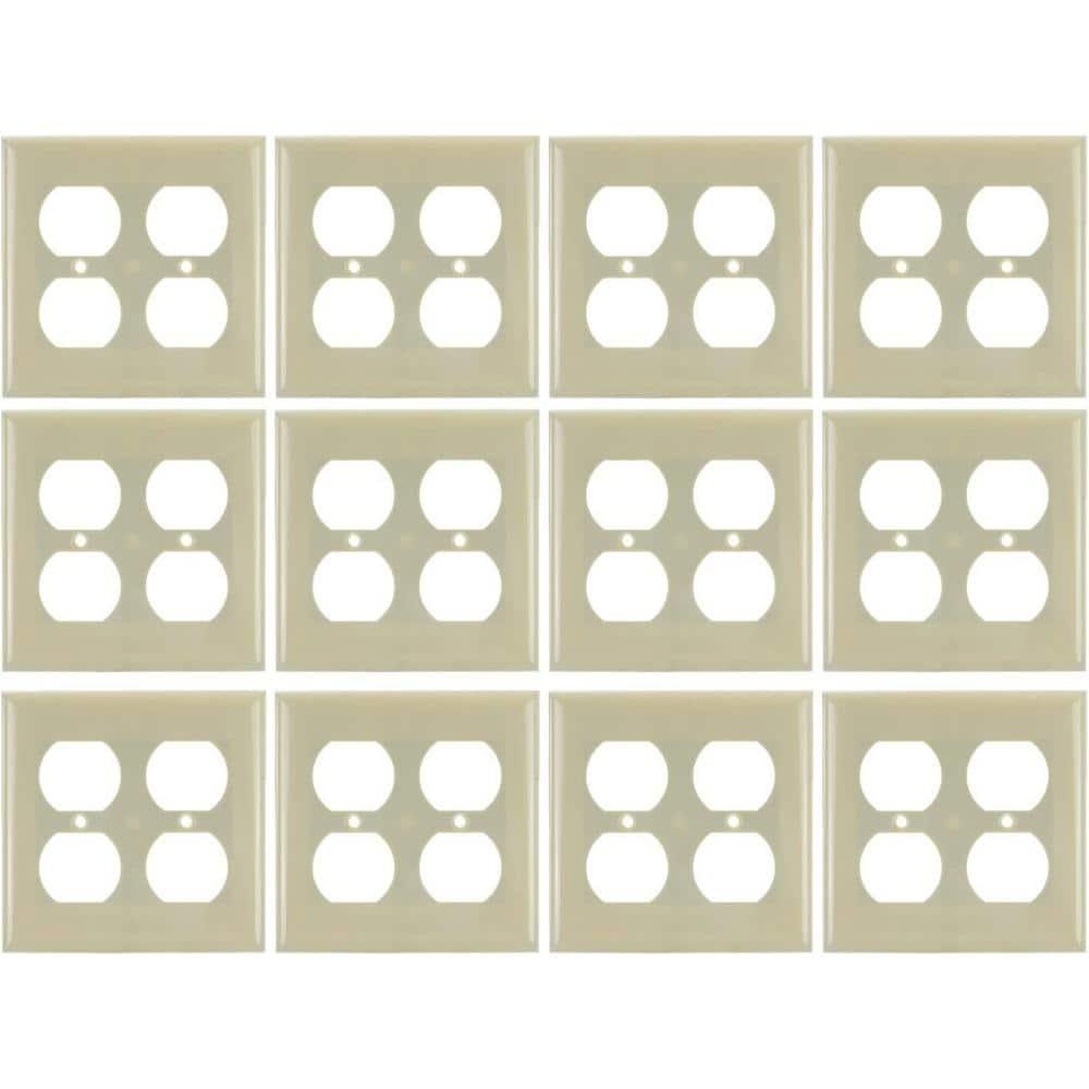 Ivory 2-Gang Plastic Duplex Outlet Wall Plate Covers