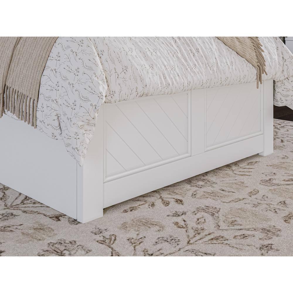 HAOYUN Canyon Twin XL Farmhouse Solid Wood Platform Bed with Footboard & Twin XL Trundle, White