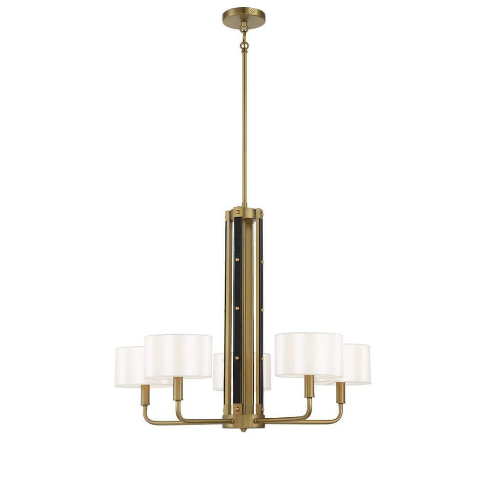 Minka Lavery Minka Lavery Chelsea Soft Brass With White Silk Chandelier