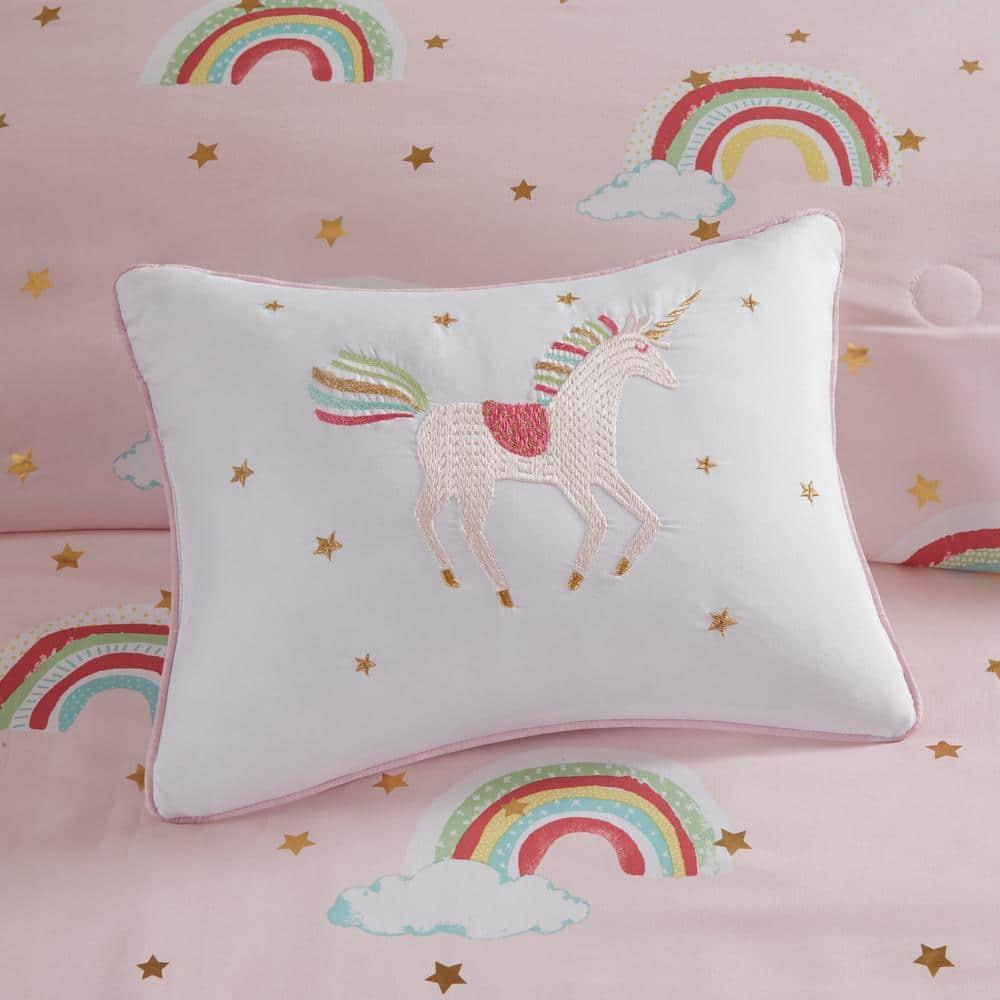 Intelligent Design Kids Alicia Rainbow and Metallic Stars Comforter Set with Bed Sheets