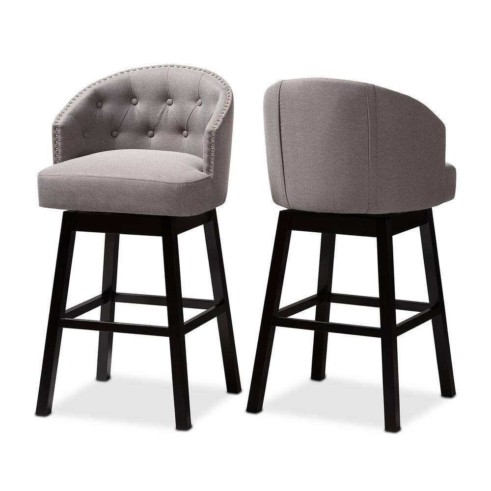Set of 2 Theron Swivel Barstools Gray - Baxton Studio