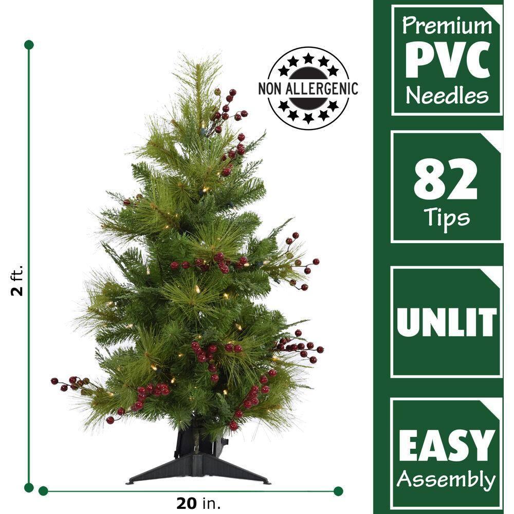 Fraser Hill Farm 2-ft. Newberry Pine Artificial Tree with Battery-Operated LED String Lights