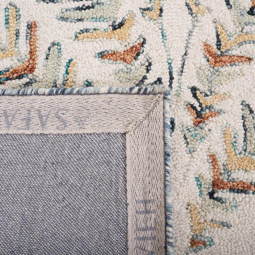 SAFAVIEH Capri Proinsias Leaves Wool Area Rug, Ivory/Green, 6' x 9'