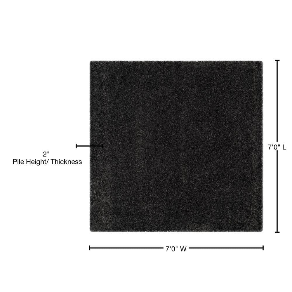 Milan Shag SG180 Power Loomed Indoor Area Rug - Dark Grey - 7'x7' - Safavieh