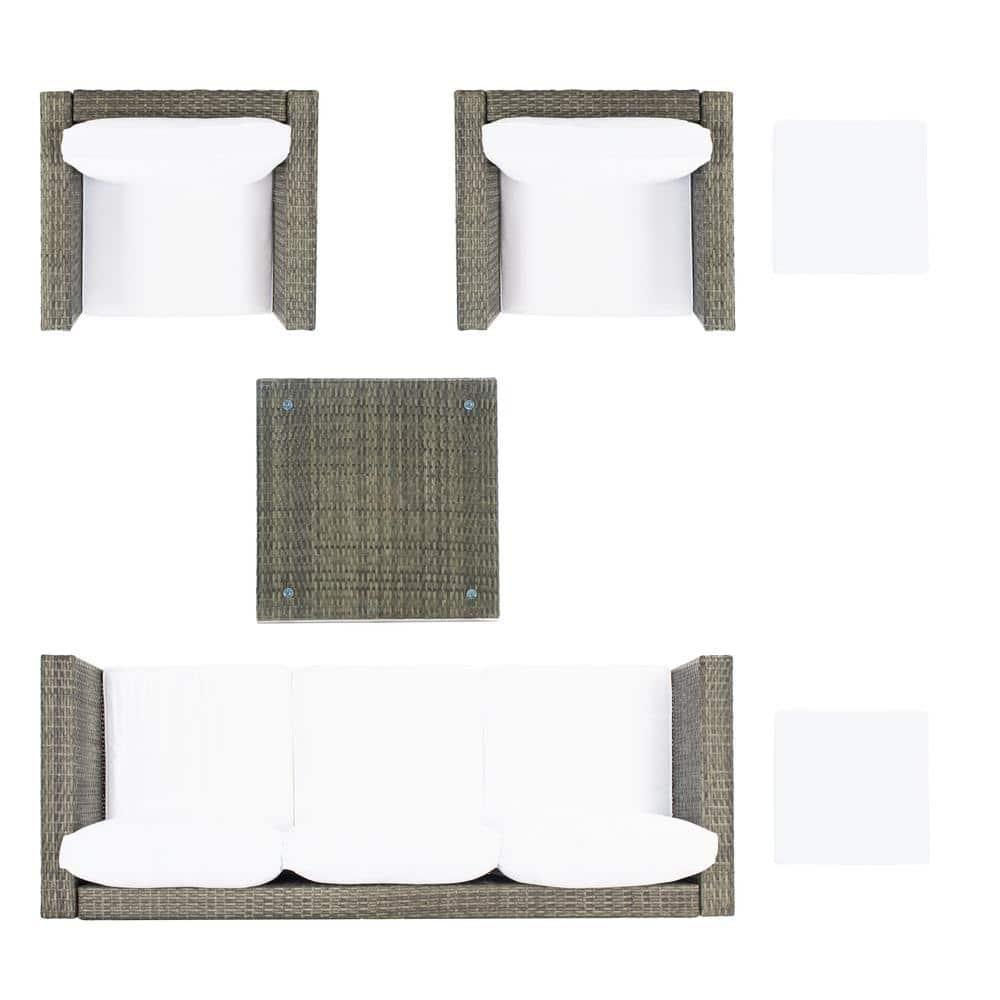 Presla 6 Pc Living Set - Indoor/Outdoor - PAT7715 - Grey Brown/White - Safavieh