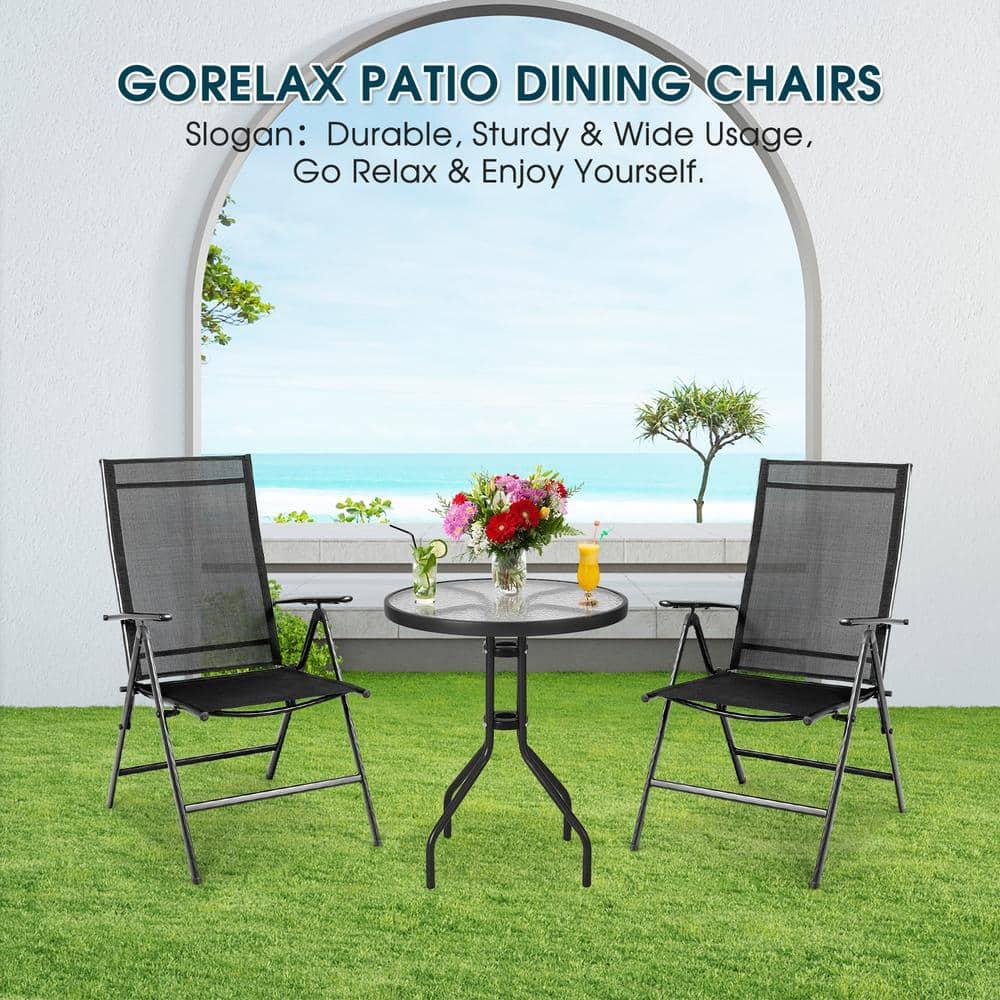 Costway Set of 2 Patio Folding Chair Recliner Adjustable  Black
