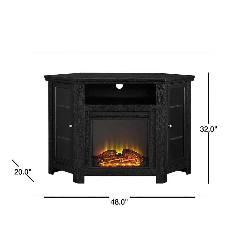 Walker Edison Black Corner Fireplace TV Stand for TVs Up to 50"
