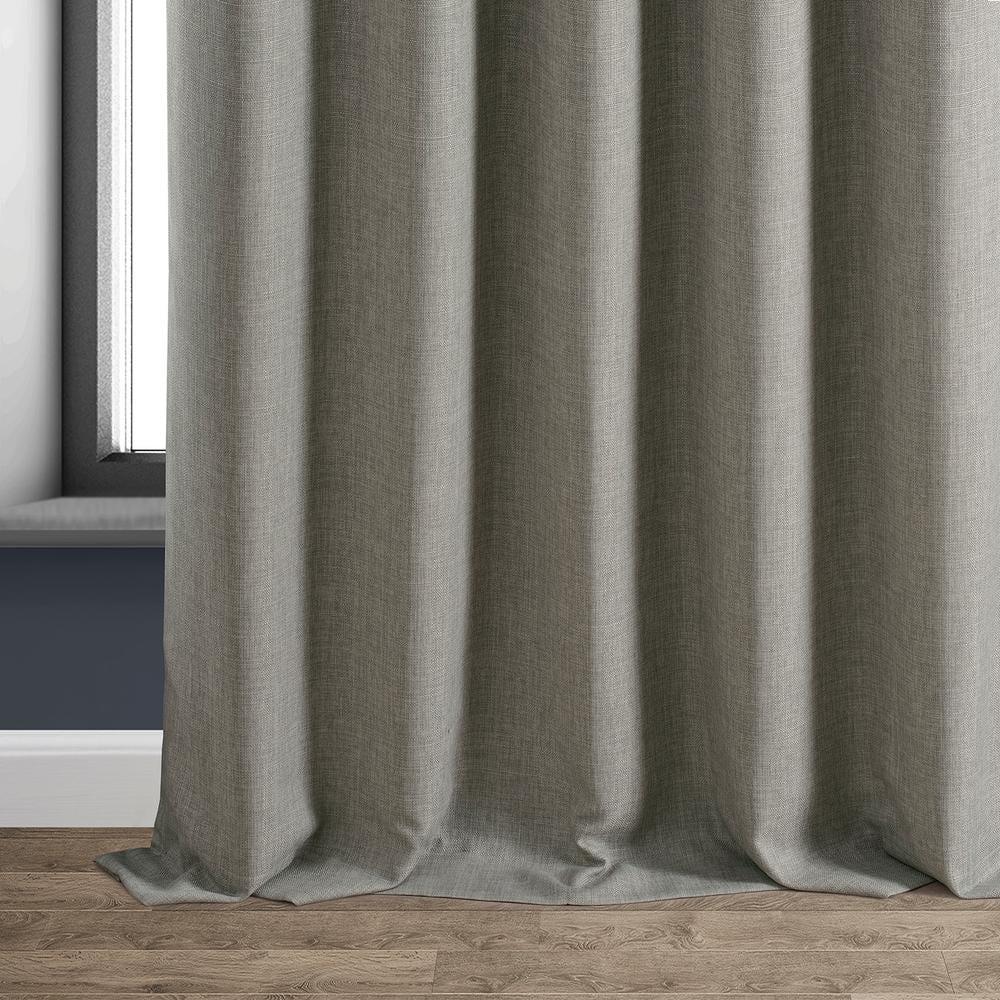 Signature Destination Slate Faux Linen Blackout Curtain (1 Panel), Destination Slate, 50W X 96L