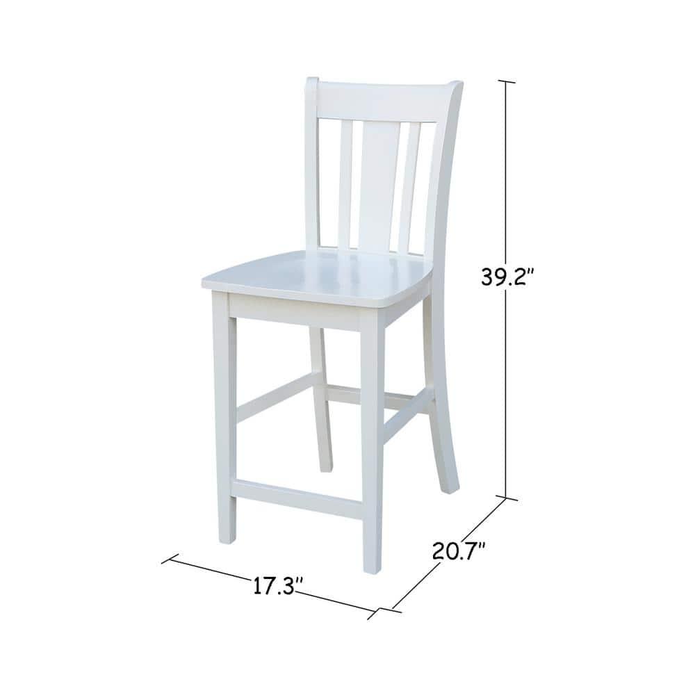24" San Remo Counter Height Barstool Off White - International Concepts: Solid Wood, Slat Back