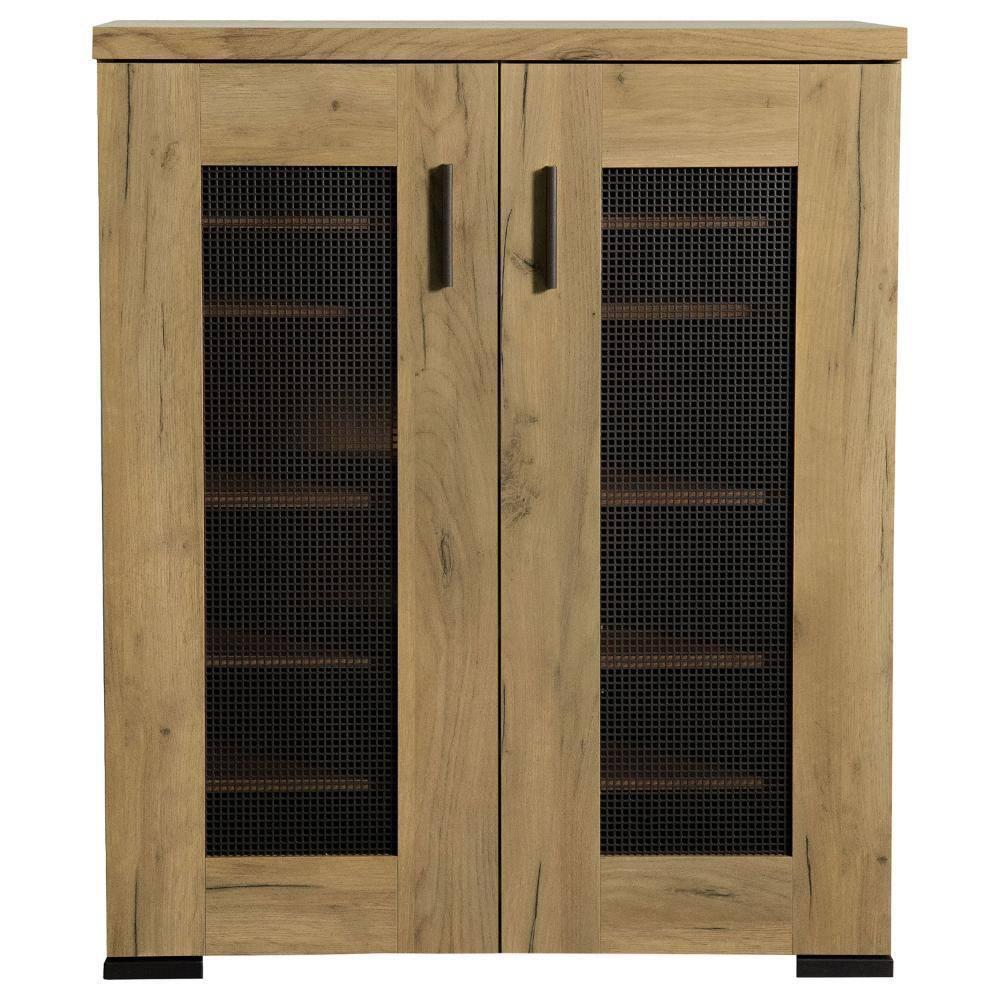38 in. Accent Cabinet Chest with 5 Adjustable Shelf Units, Golden Oak Brown