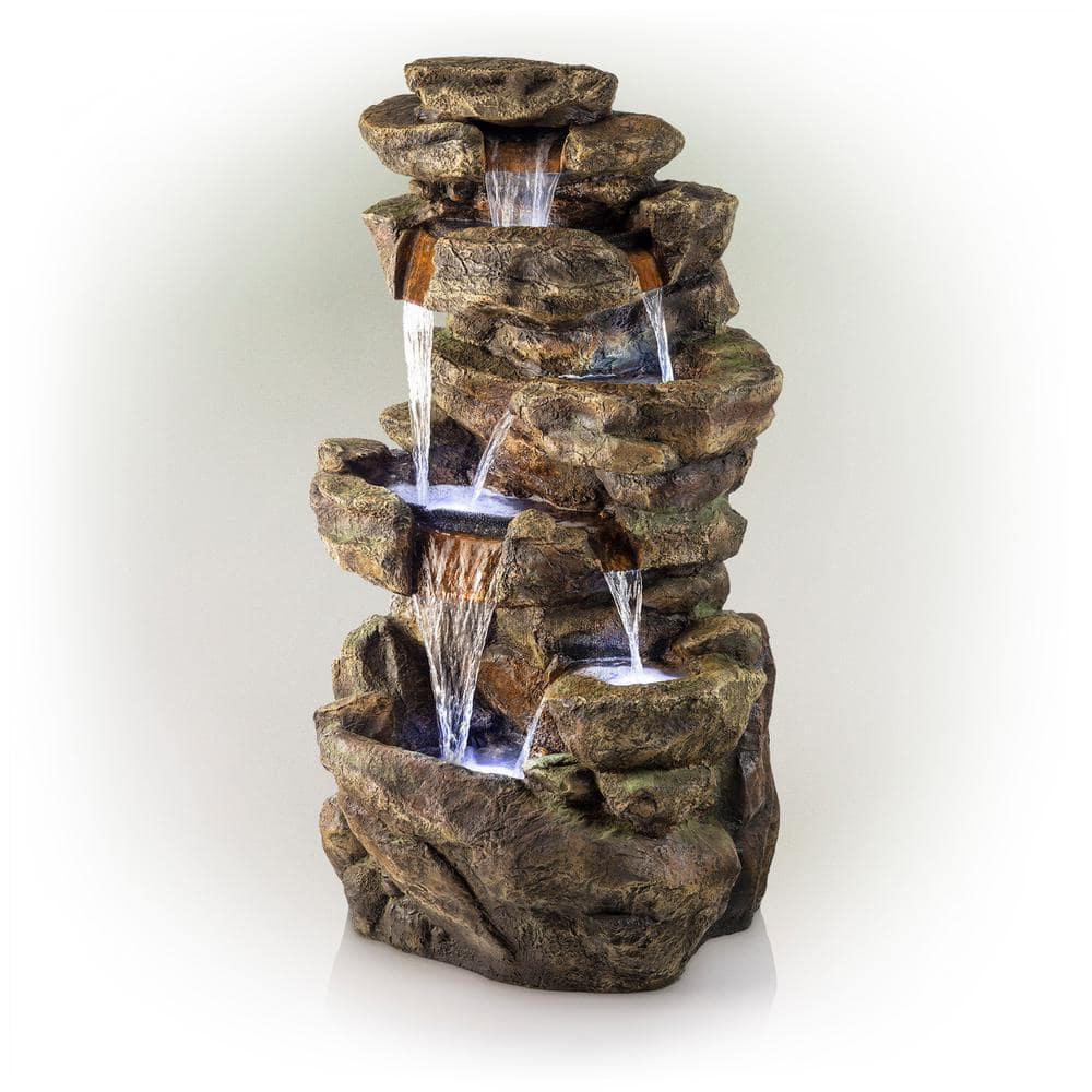 Alpine Corporation 6-Tier Amazonian Water Fountain with LED Lights