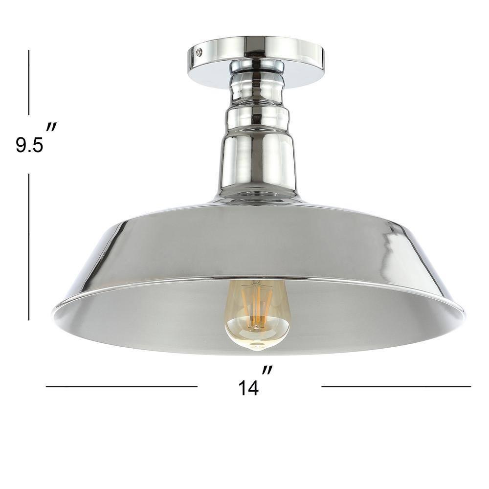 JONATHAN Y JYL9516B Cassidy 14" Metal LED Semi-Flush Mount, 2700K, Farmhouse, Rustic, Industrial, Coastal, Cottage, Transitional, Scandinavian, Dining Room, Kitchen, Foyer, Hallway, Chrome
