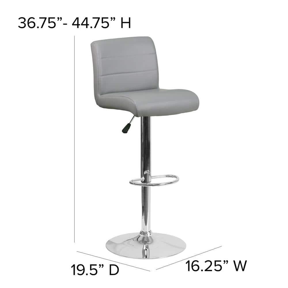 Flash Furniture Contemporary Vinyl Adjustable Height Barstool with Rolled Seat and Chrome Base
