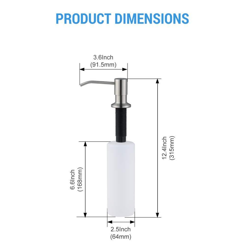 FORIOUS Brushed Nickel Soap Dispenser for Kitchen Sink with 500ML/18OZ Bottle, Lotion Dispenser Built in Refill from The Top for Countertop Sink