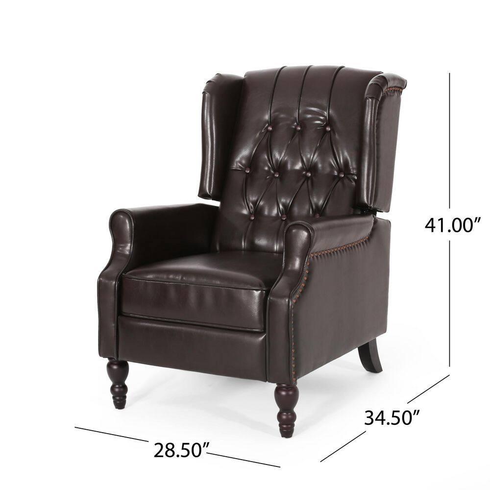 Walter Brown Bonded Leather Recliner Club Chair - Christopher Knight Home: Comfortable Seating, 250lb Capacity