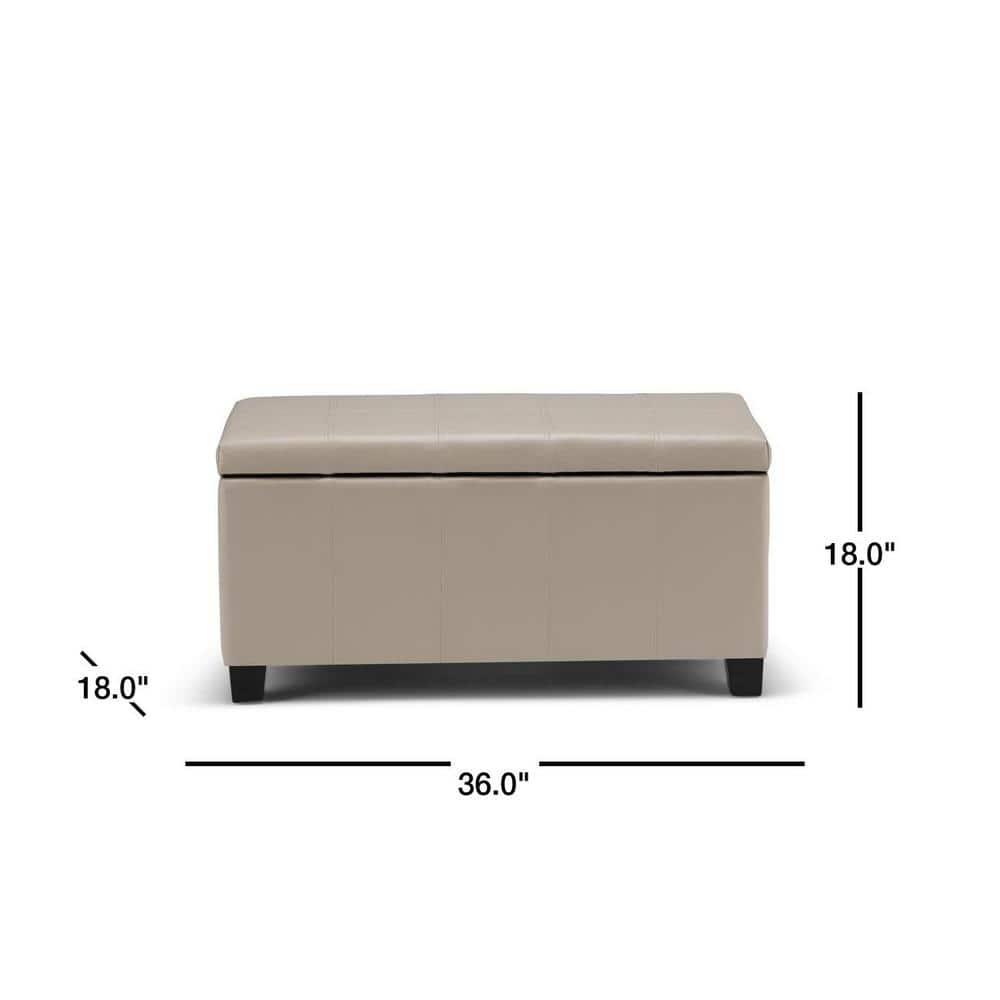 Simpli Home Dover 36"W Upholstered Storage Ottoman Bench with Lift-Top and Large Interior Storage