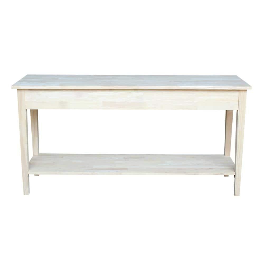 60" Spencer Extended Length Console Server Table Light Brown - International Concepts: Hardwood Foyer Storage