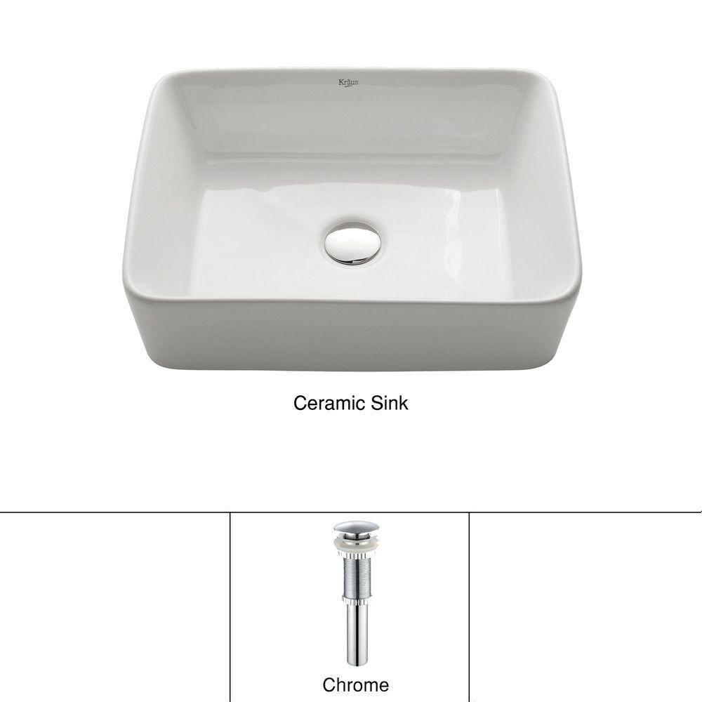 Ceramic Rectangular Vessel Bathroom Sink