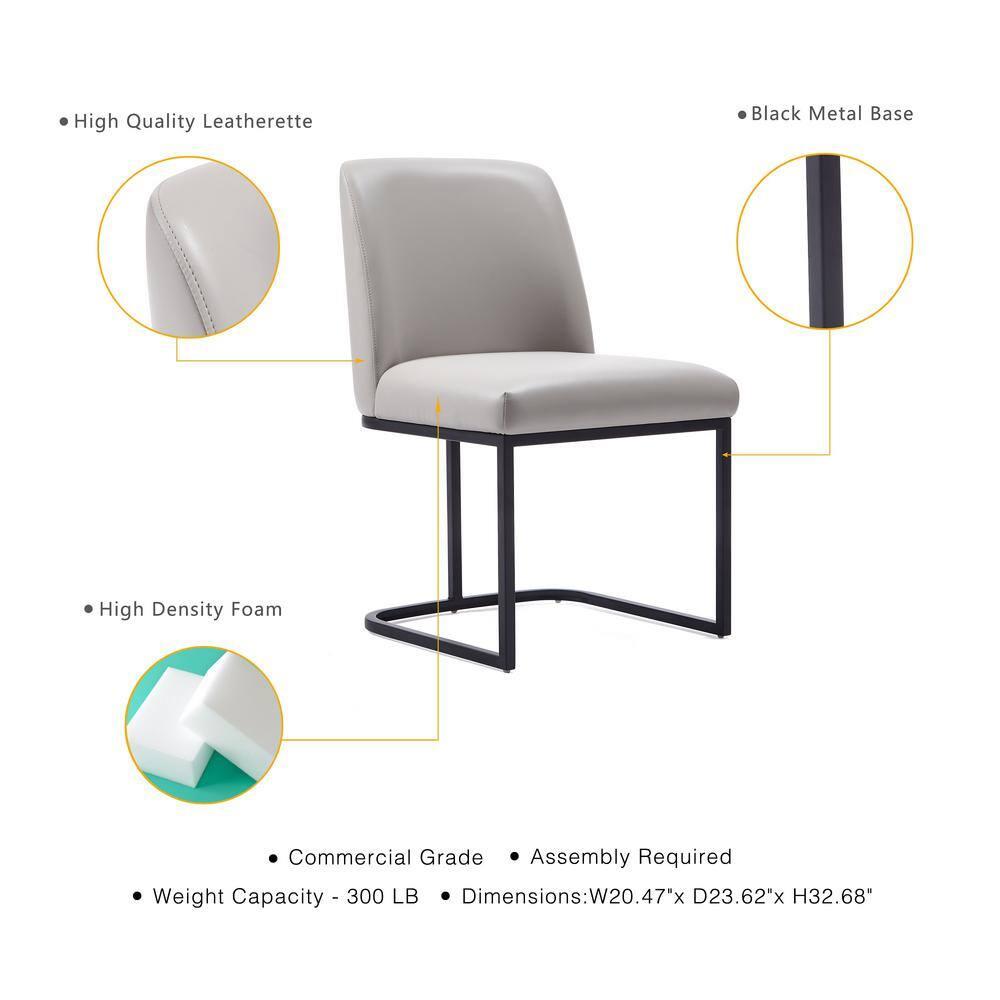 Set of 8 Serena Modern Leatherette Upholstered Dining Chair Set Light Gray - Manhattan Comfort: Ergonomic Design, Steel Legs, Foam-Filled