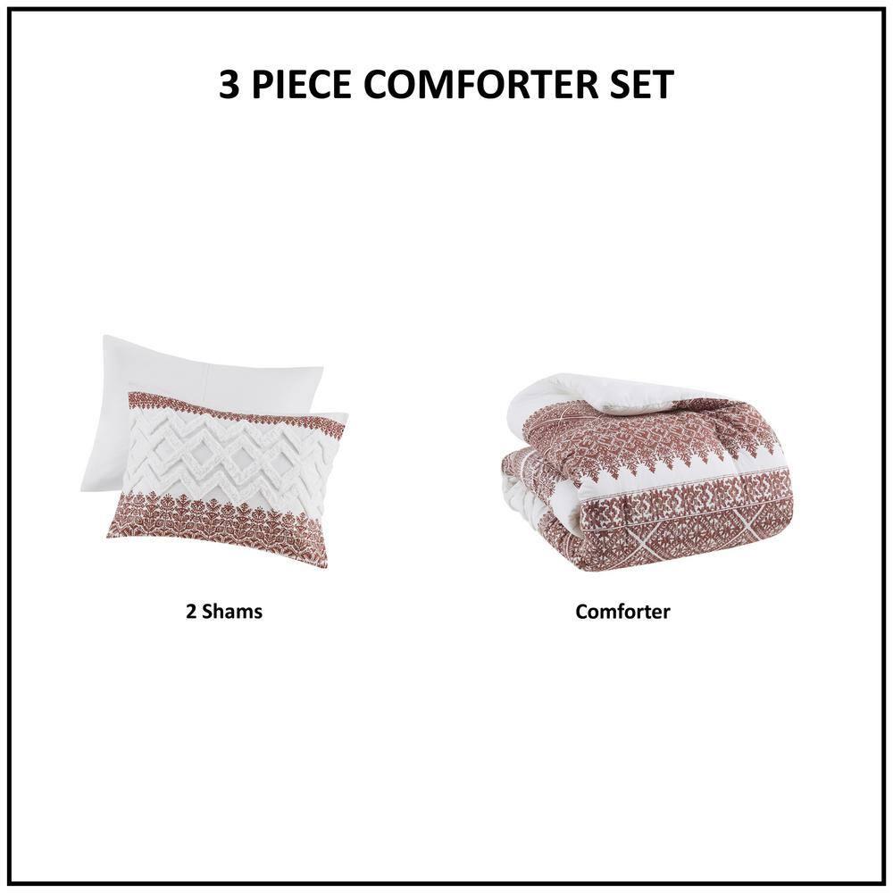 Mila 3 Piece Cotton Comforter Set with Chenille Tufting